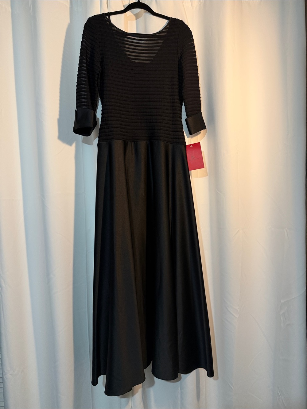 NWT JS Collections Black Ribbed Bodice Long Sleeve Formal Mother of Bride SZ 10